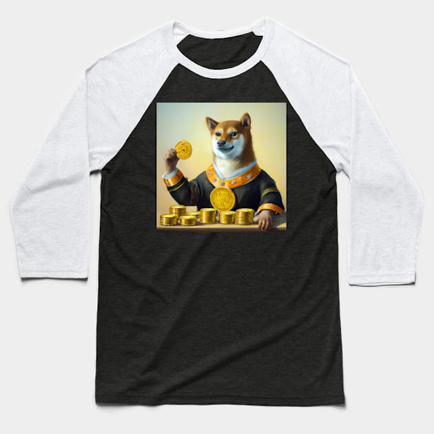 shiba counting gold coins 1 Baseball T-Shirt by big_owl